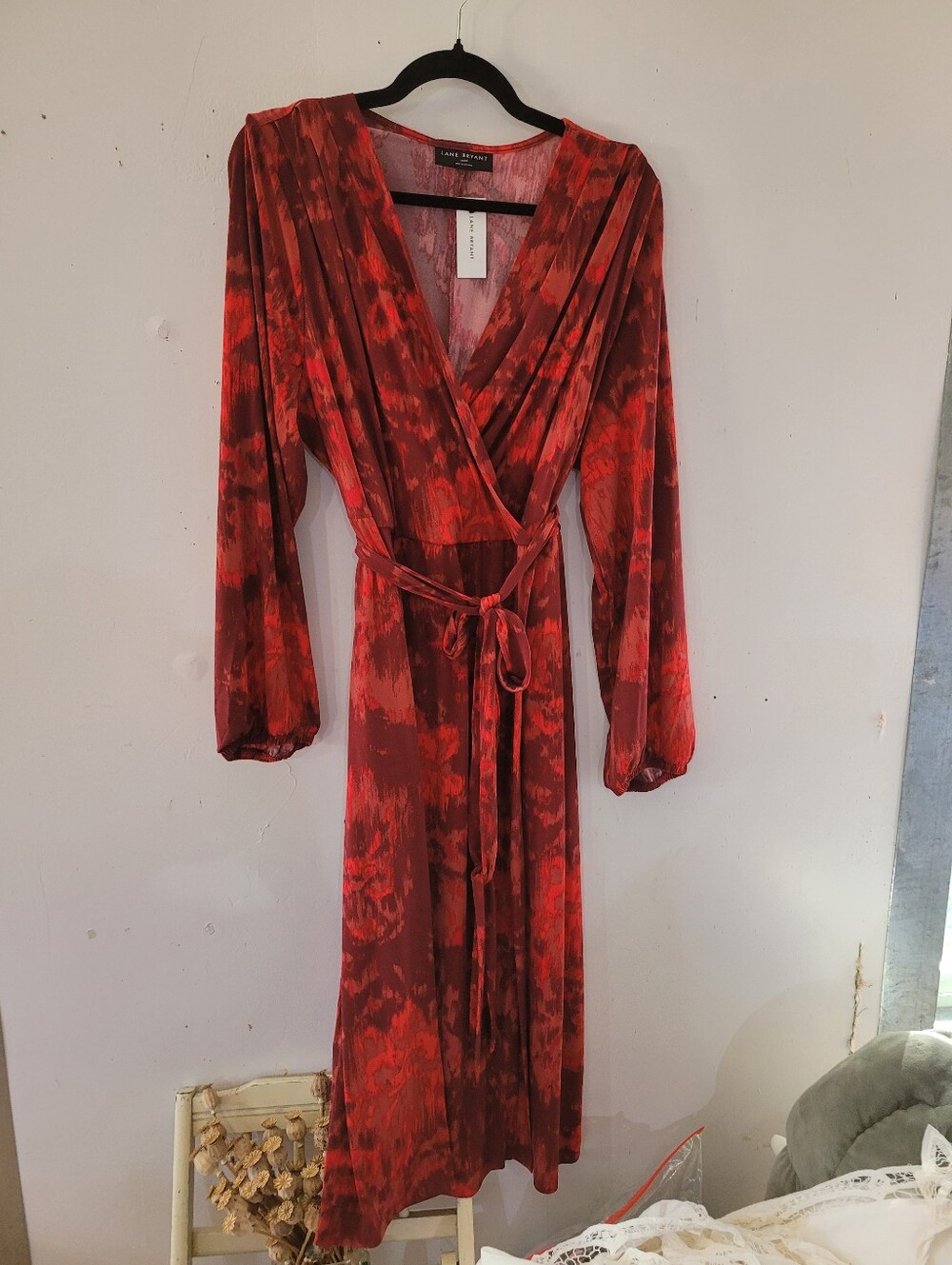 Lane Bryant 18/20  Red Multi-Print Wrap Dress